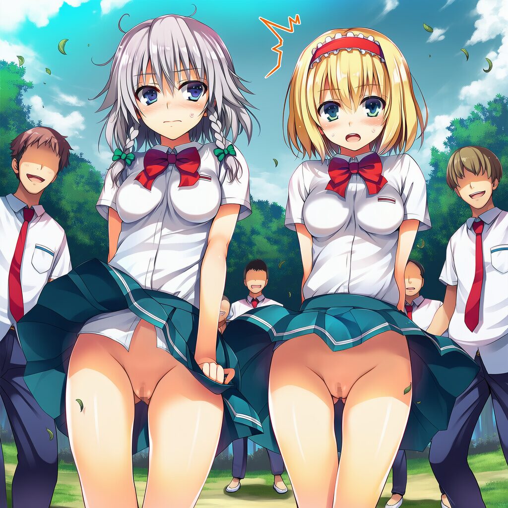 イラスト投稿 - 東方キャラのノーパン学校生活